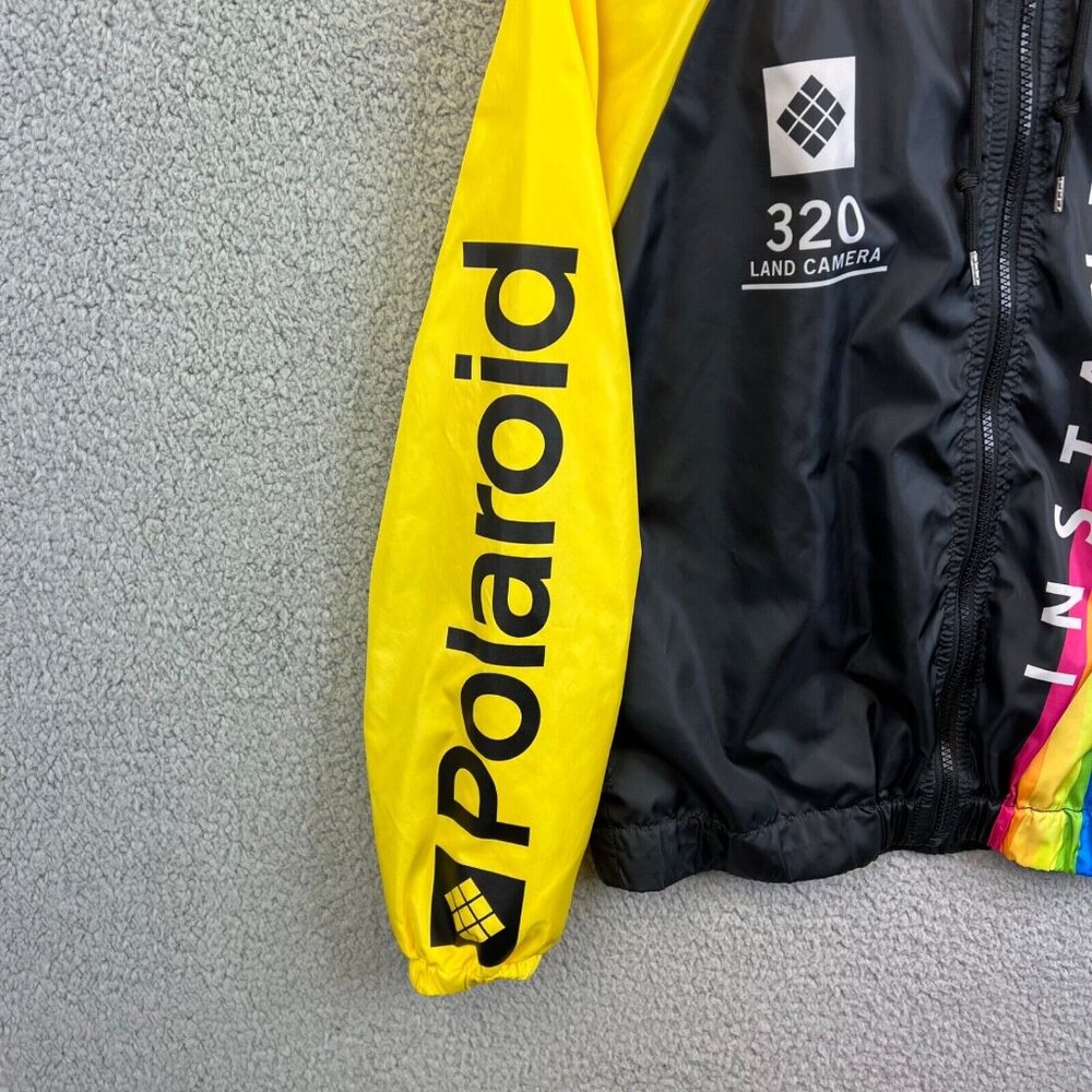 VINTAGE POLAROID 320 LAND CAMERA 90’S LIGHT HOODED JACKET ‎ SHELL BLACK SMALL - Picture 14 of 14